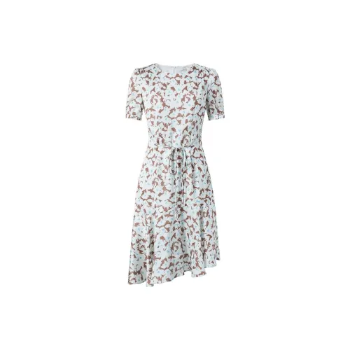 JZ Juzui Short-Sleeved Dresses Women's Floral Coffee