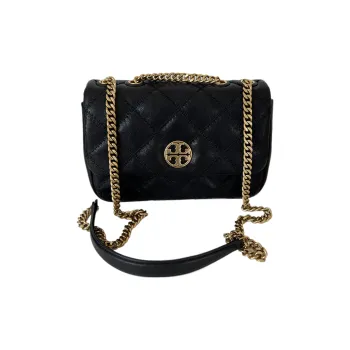 TORY BURCH TB Willa Leather Square Fatty Messenger Bag Handbag Shoulder Bag Women's Black