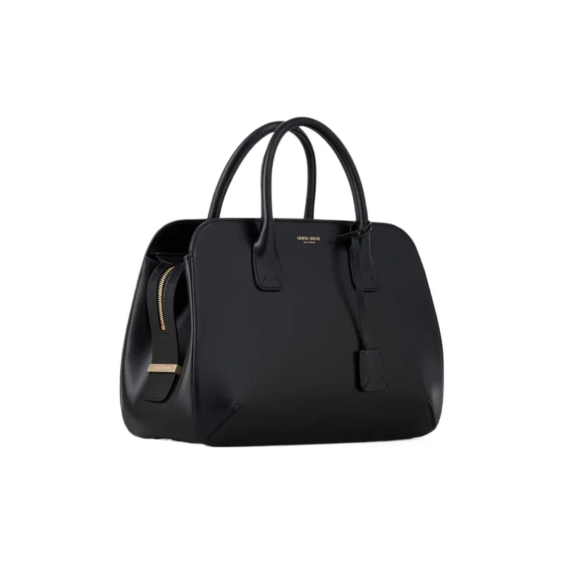 GIORGIO ARMANI Bobbaine Leather Handbag Regular Women's Black-2