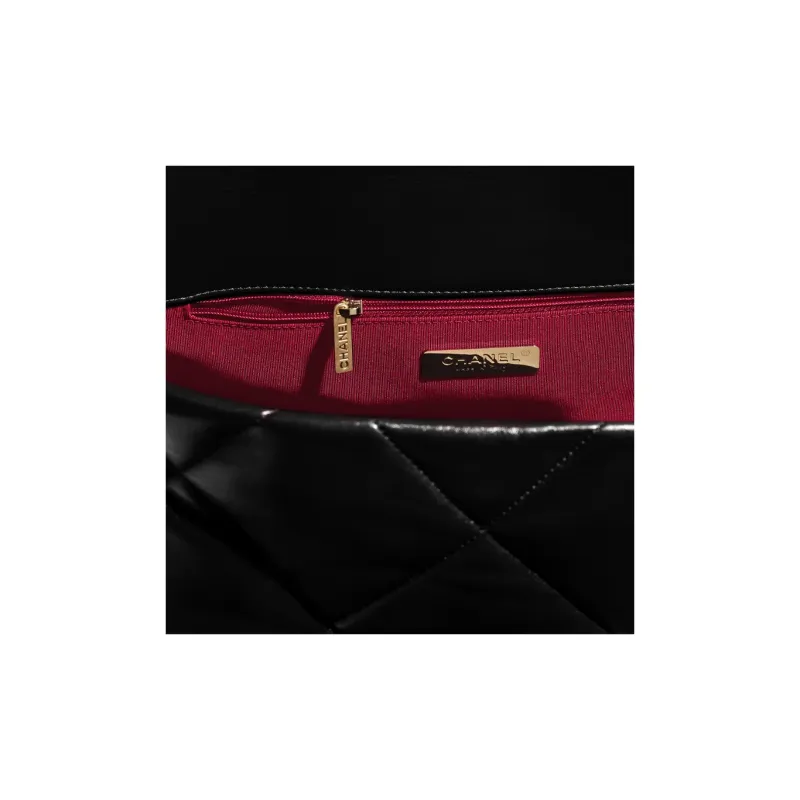 CHANEL 19Bag Bright Lambskin Handbag, Shoulder Bag, Crossbody Bag Tubas Women's Black-3