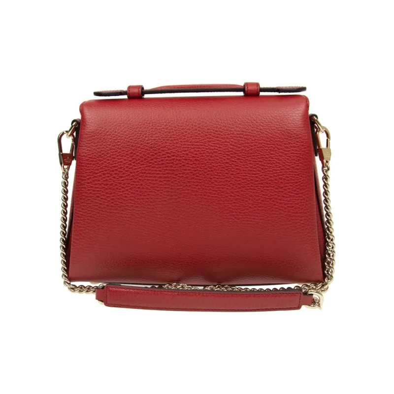 GUCCI Litchi Grain Leather Messenger Bag, Shoulder Bag Women's Red-2