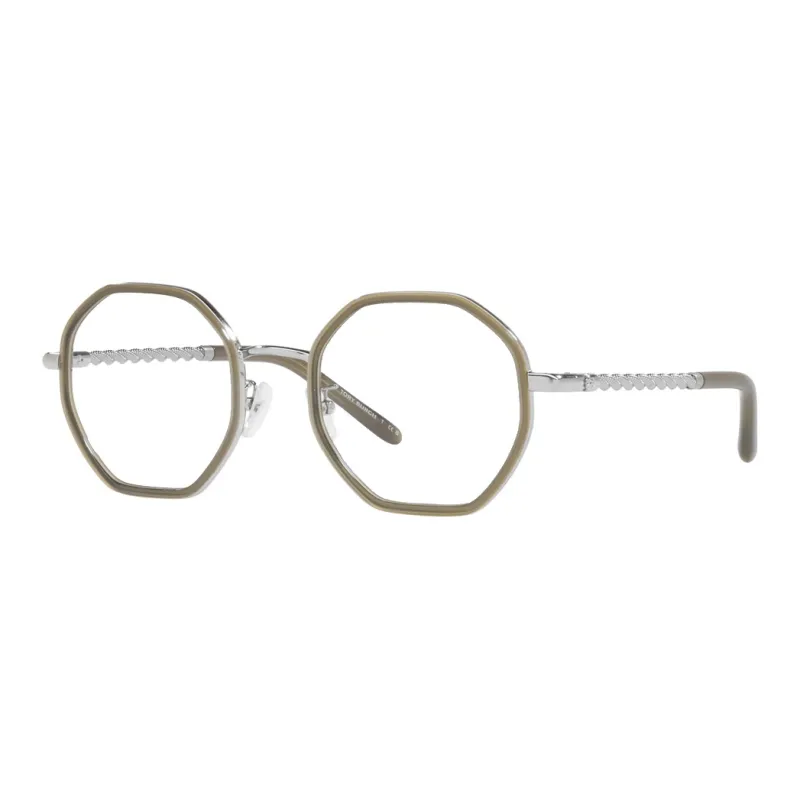 TORY BURCH Metal Irregular Shape Eyeglass Frames Women's Olive Green-0