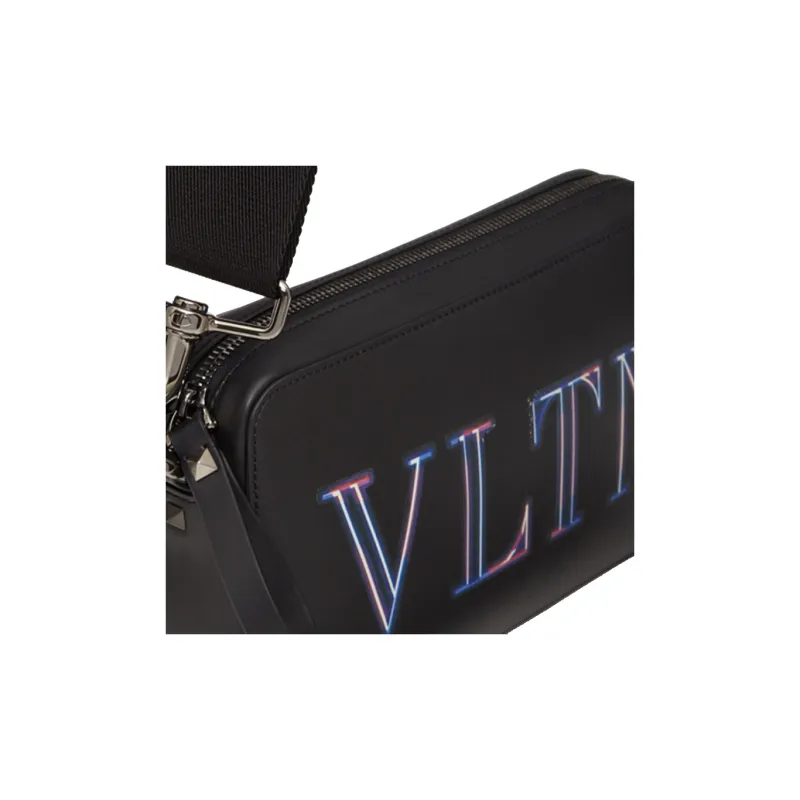 Valentino VLTN Leather Handbag Shoulder Bag Crossbody Bag Men's Black-3