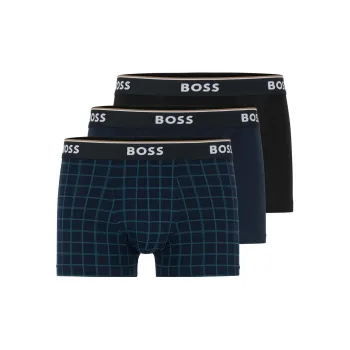 HUGO BOSS Triple Pack Of Stretch Cotton Trunks With Logo Waistbands Underpants Men's 3 Pack