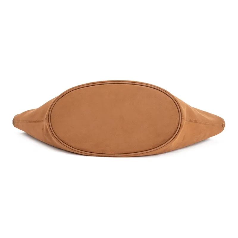 VENOF Matte Cowhide Leather Shoulder Bag Large Size Women's Sand Velvet Brown/Dense Mist Coffee-4
