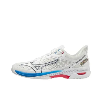 Mizuno Wave Enforce Cushioned Slip-Resistant Abrasion-Resistant Low-Top Tennis Shoes Unisex White Red Blue