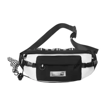 NIGEER Nylon Sling Bag Medium Size Unisex Black & White/Green & White/Gray & White/Blue & White