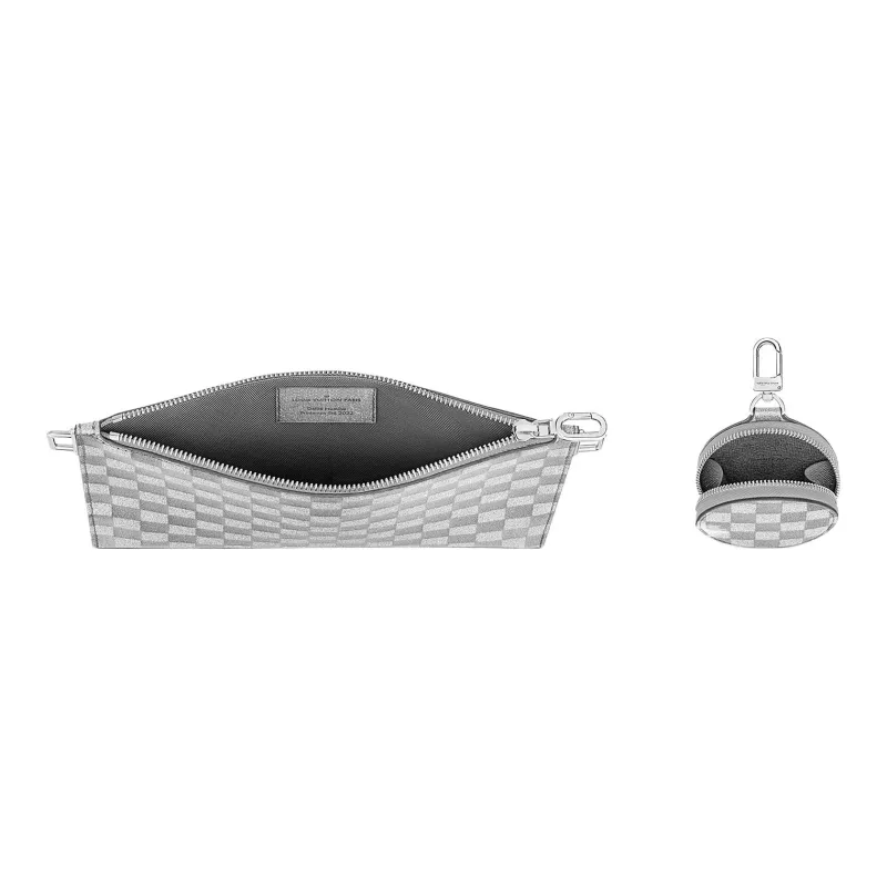 LOUIS VUITTON Trio Pouch Glitter Silver-5