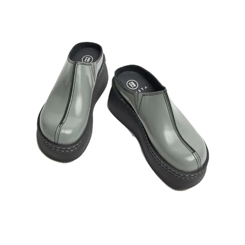 MIISTA Rubber Sole Wrap-toe Slippers Women's Gray-3