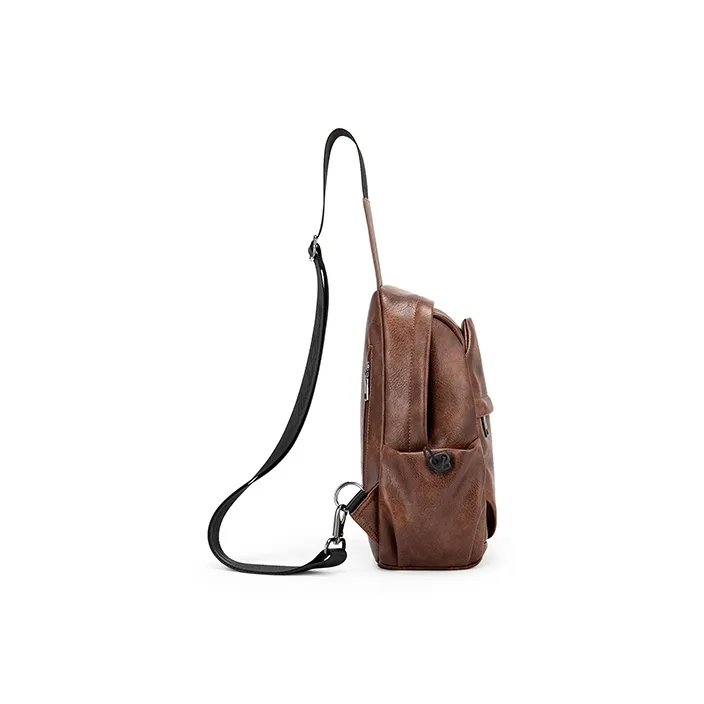 MashaLanti PU Casual Multifunction Large Capacity Commute Lightweight Small Bag Sling Bag Regular Men's Coffee-2