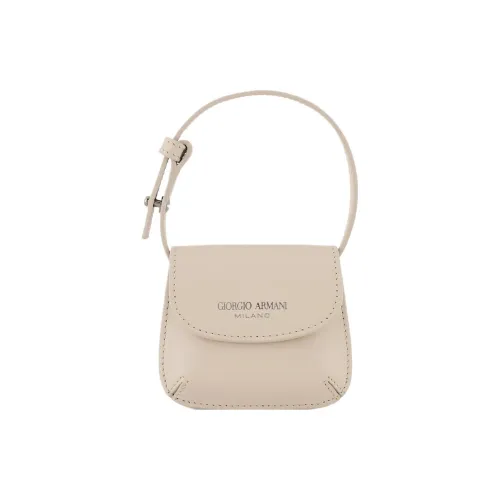 GIORGIO ARMANI Cow Leather Hanging Ornament Bag Merch Extra Mini Women's Light Brown