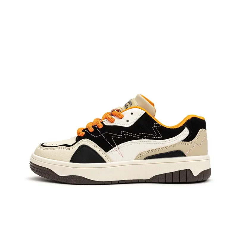 Dafu Leaps Forward Anti Slip Wear Resistant Low Top Skateboard Shoes Women's Black Orange-0