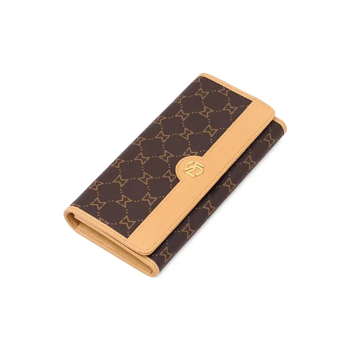 MashaLanti PVC Coin Purse Card Holder Wallet Regular Women's Dark Brown & Apricot-2