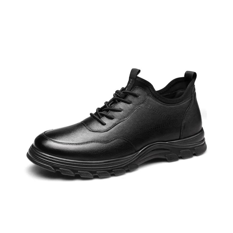 Strongman 3515 Plus Size Men's Shoes Extra Wide And Extra Comfortable Casual Leather Shoes Men's Unlined Shoes In Black-1