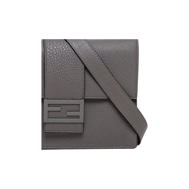 FENDI Baguette Cow Leather Baguette Bag, Shoulder Bag, Crossbody Bag Medium Size Men's Gray-4