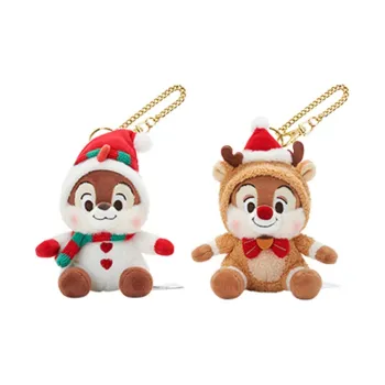 Disney Winter 2023 Mickey And Friends Chip 'N Dale Snowman & Deer Dolls Plush Pendant 10.5cm Height