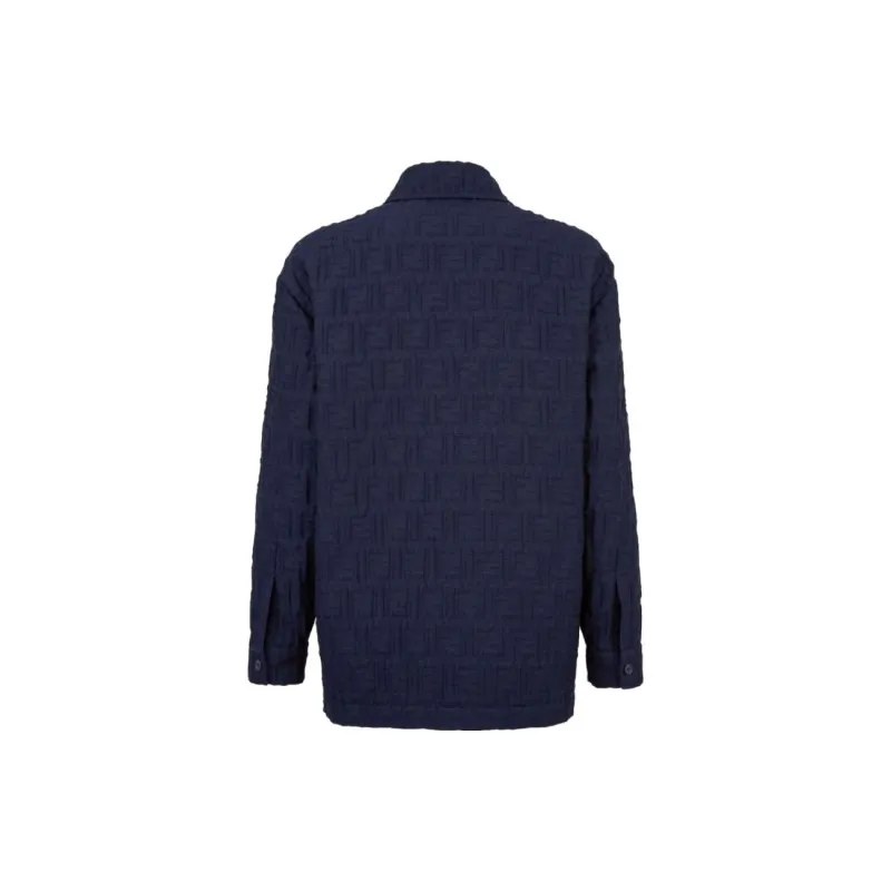 FENDI Monogrammed Collared Long Sleeve Shirt-1