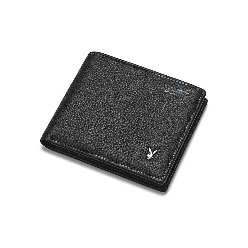 Playboy Top Grain Cow Leather Wallet Men's Black/Coffee-2