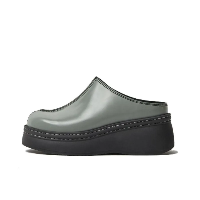 MIISTA Rubber Sole Wrap-toe Slippers Women's Gray-0