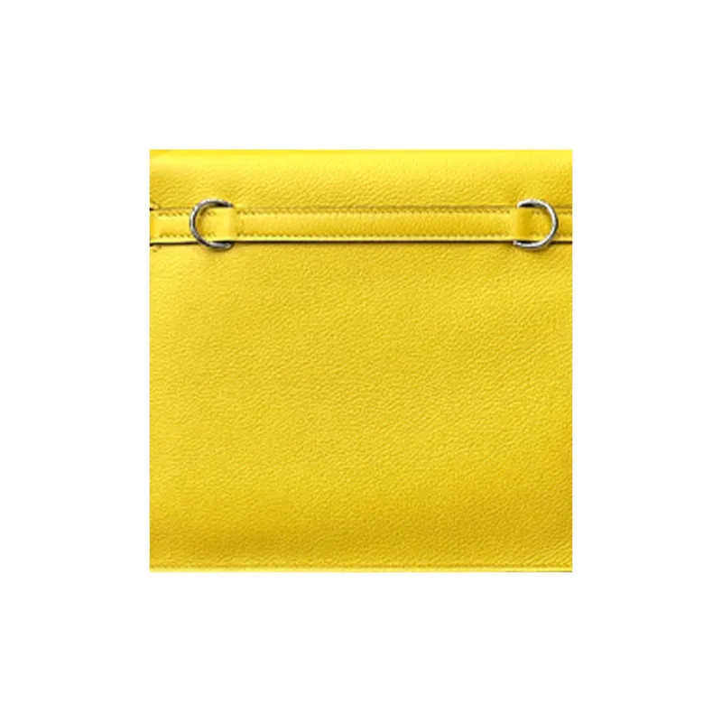 HERMES Kelly Danse Evercolor Calfskin One Shoulder Crossbody Clutches Women's 9O Jaune De Naples Naples Yellow-4