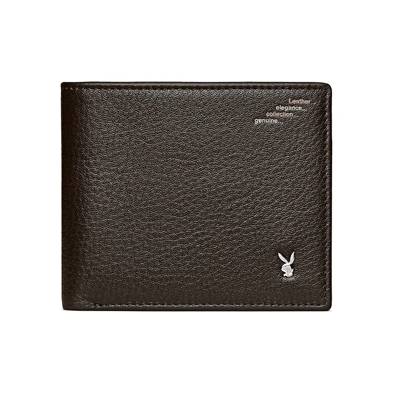 Playboy Top Grain Cow Leather Wallet Men's Black/Coffee-5