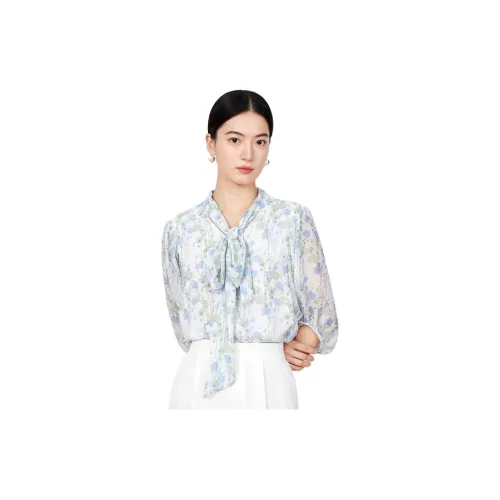 JZ. ANNAKRO Chiffon Shirts Women's Pattern Green