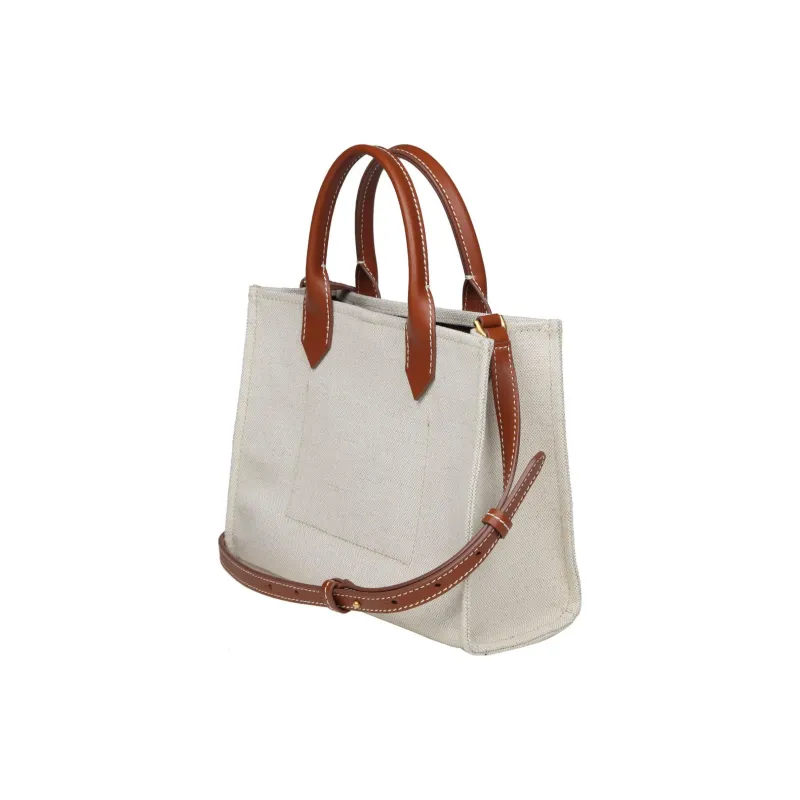 BALMAIN B ARMY Canvas With Leather One Shoulder Crossbody Canvas Bag, Handbag Women's Natural-2