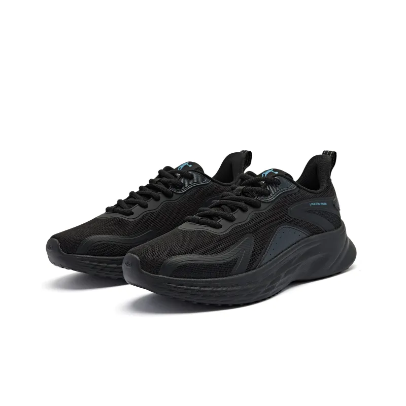 QIAODAN Cushioning Anti Slip And Wear Resistant Low Top Running Shoes Men's Black Island Blue-2