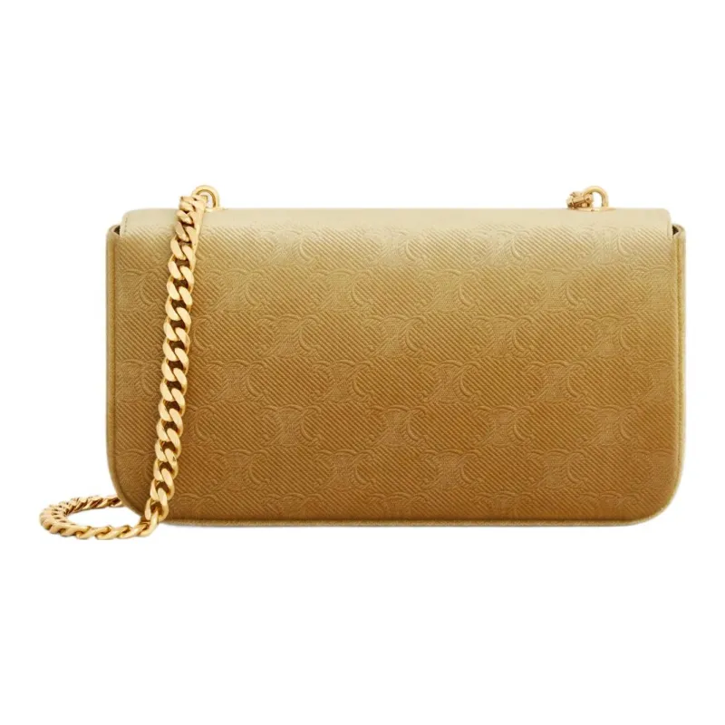 CELINE Triomphe Velour Crossbody Bag Shoulder Bag Women's Gold-2