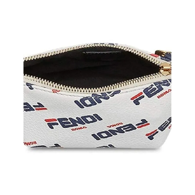 FENDI FILA Collaboration Calfskin Clutch Unisex White/Blue/Red-3