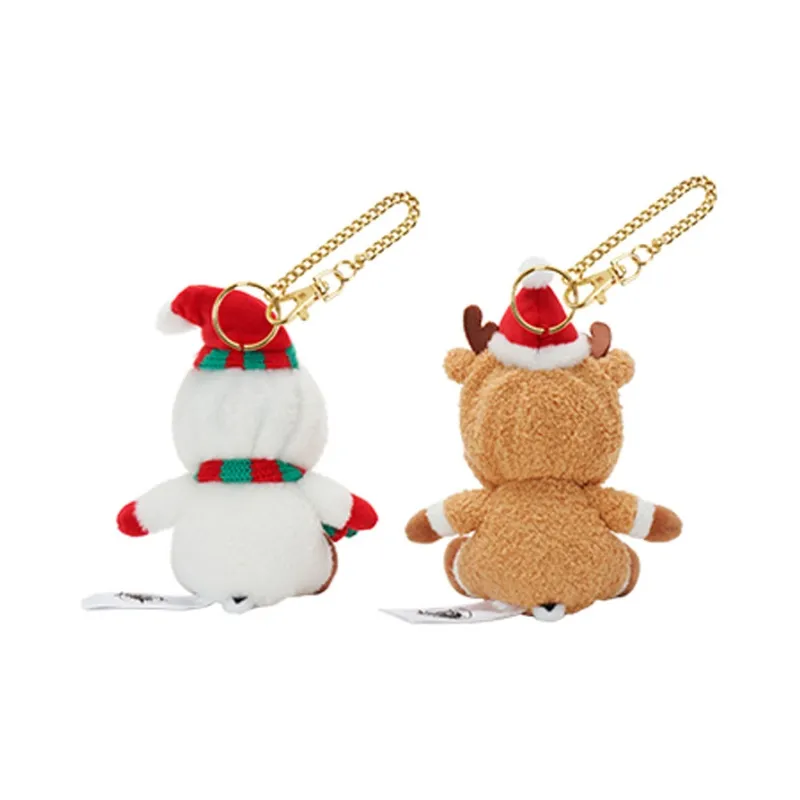 Disney Winter 2023 Mickey And Friends Chip 'N Dale Snowman & Deer Dolls Plush Pendant 10.5cm Height-1