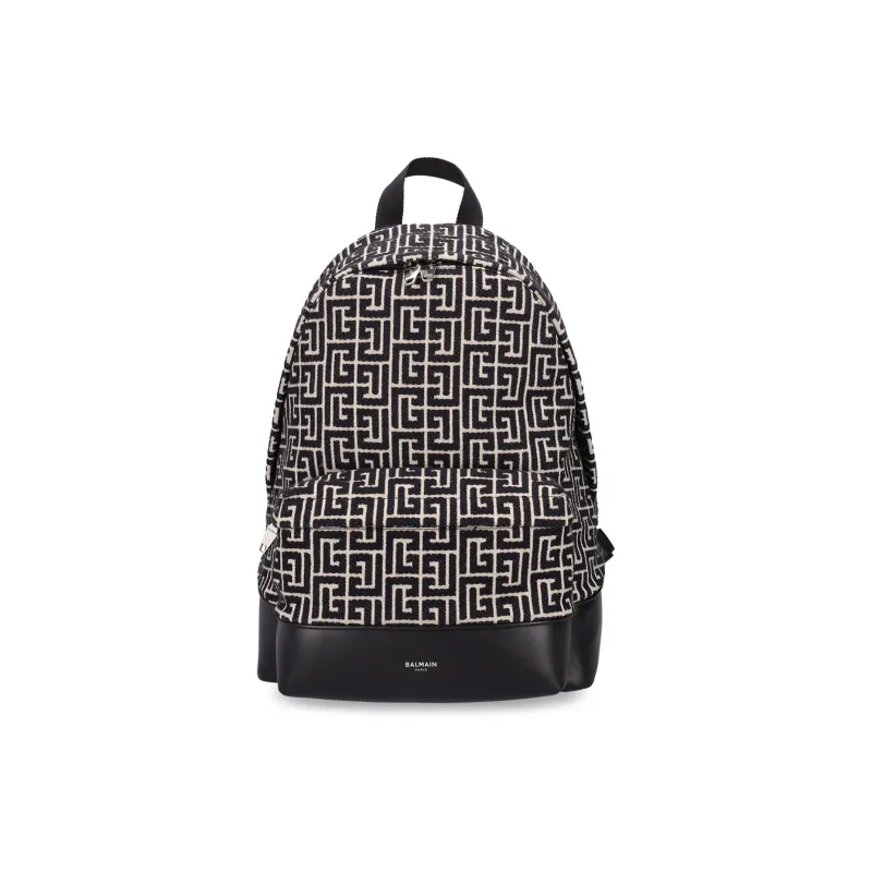 BALMAIN Cotton With Polyester Backpack Men's Black Beige Yellow-0