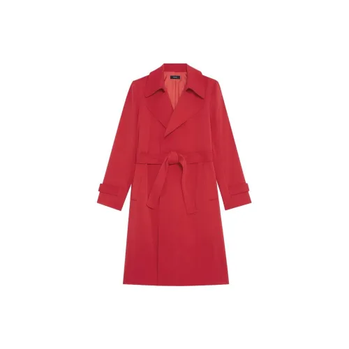 THEORY Trench Coats Women's Flame Red