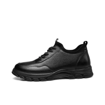Strongman 3515 Plus Size Men's Shoes-Extra Wide And Extra Comfortable Casual Leather Shoes Men's Unlined Shoes In Black
