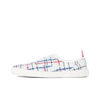 THOM BROWNE Heritage Seersucker Tulle Lace Up Sneakers