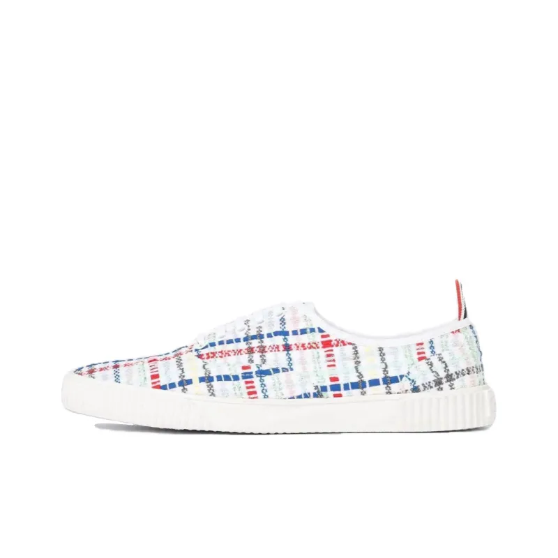THOM BROWNE Heritage Seersucker Tulle Lace Up Sneakers-0