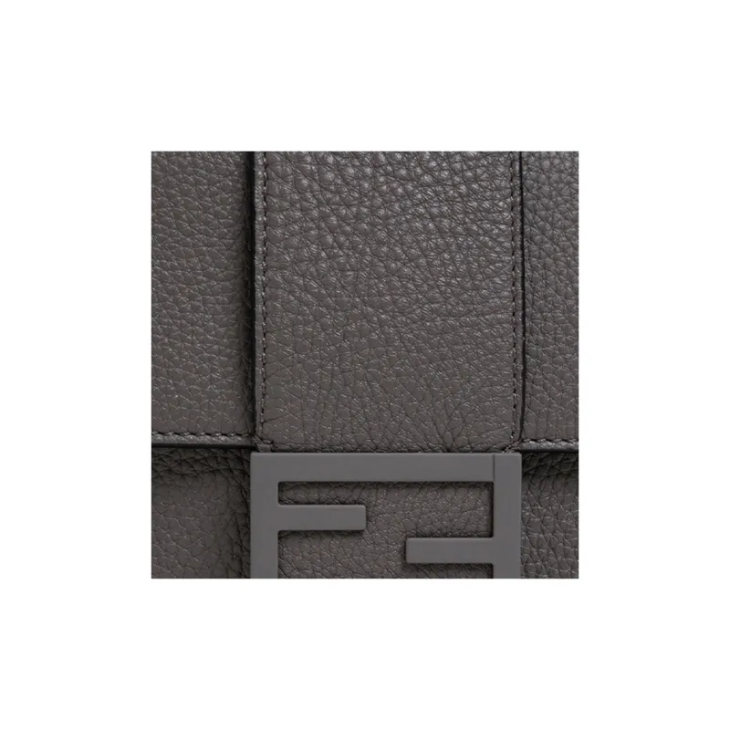 FENDI Baguette Cow Leather Baguette Bag, Shoulder Bag, Crossbody Bag Medium Size Men's Gray-3