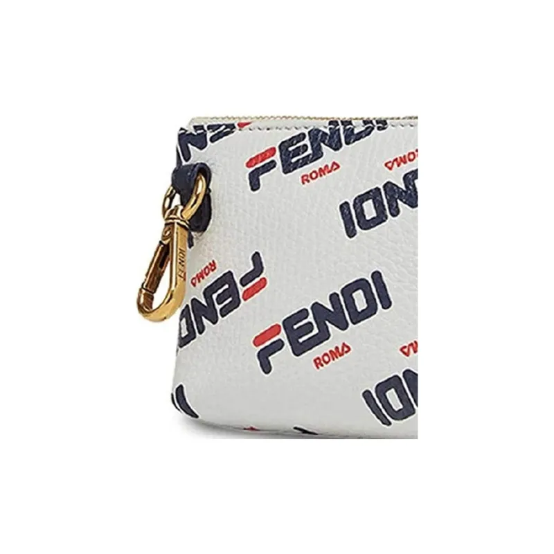 FENDI FILA Collaboration Calfskin Clutch Unisex White/Blue/Red-4