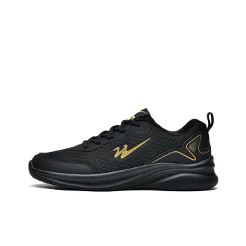 Binary Cushioning Rebound Lightweight Breathable Slip Resistant Low Top Running Shoes Men's Black Gold