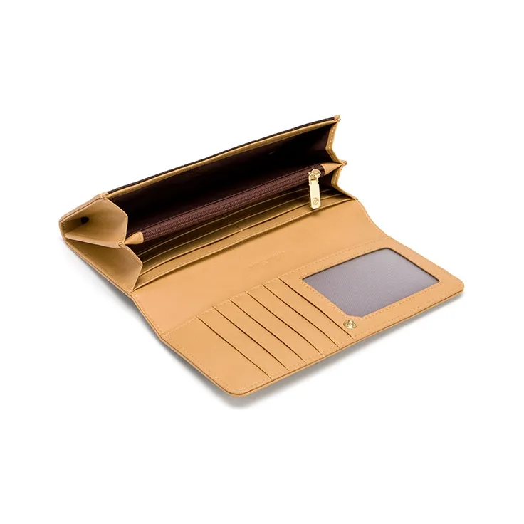 MashaLanti PVC Coin Purse Card Holder Wallet Regular Women's Dark Brown & Apricot-4
