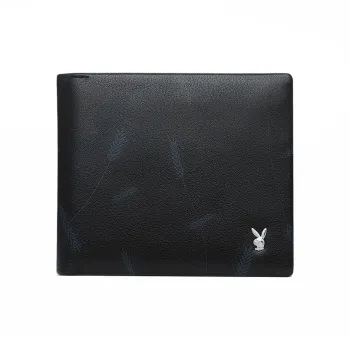 Playboy Top Grain Cow Leather Wallet Men's Black
