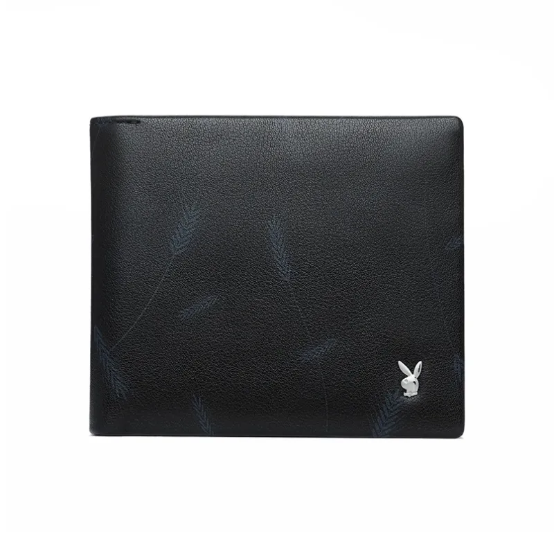 Playboy Top Grain Cow Leather Wallet Men's Black-0