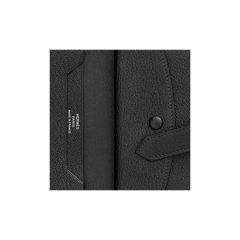 HERMES Bearn Mysore Goat Skin Wallet Mini Unisex Noir Black-2