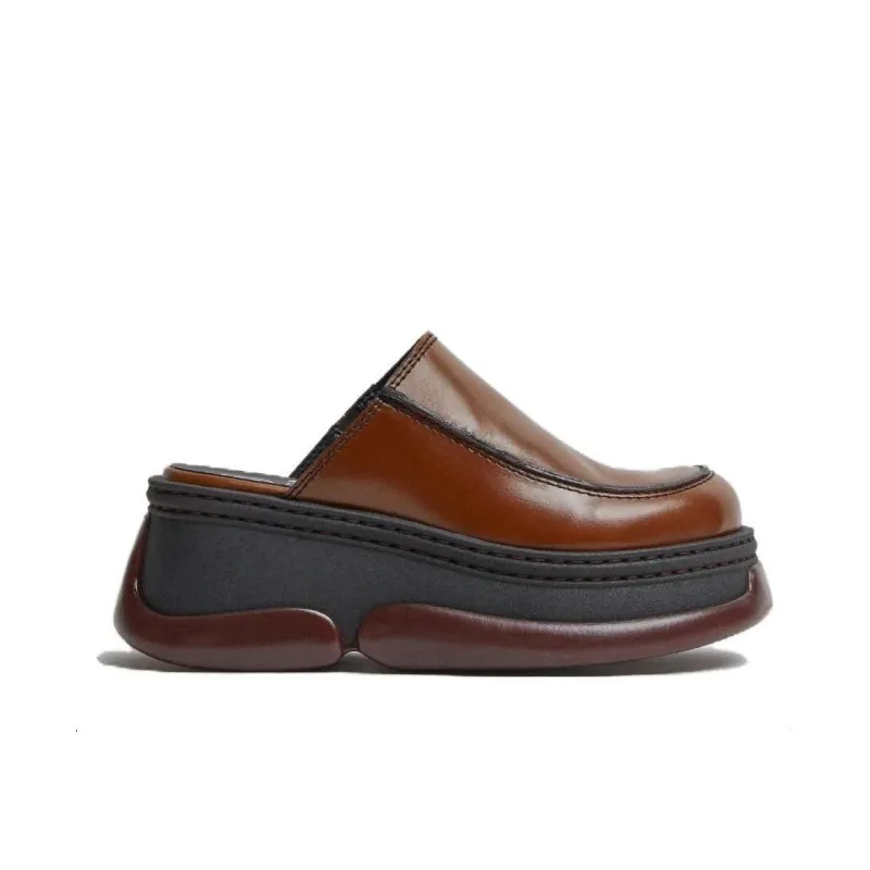 MIISTA Closed Toe Slippers 7cm Women's Brown-1