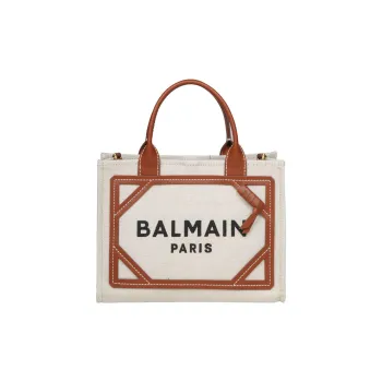 BALMAIN B ARMY Canvas With Leather One Shoulder Crossbody Canvas Bag, Handbag Women's Natural