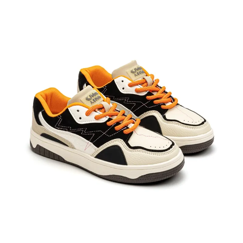 Dafu Leaps Forward Anti Slip Wear Resistant Low Top Skateboard Shoes Women's Black Orange-1