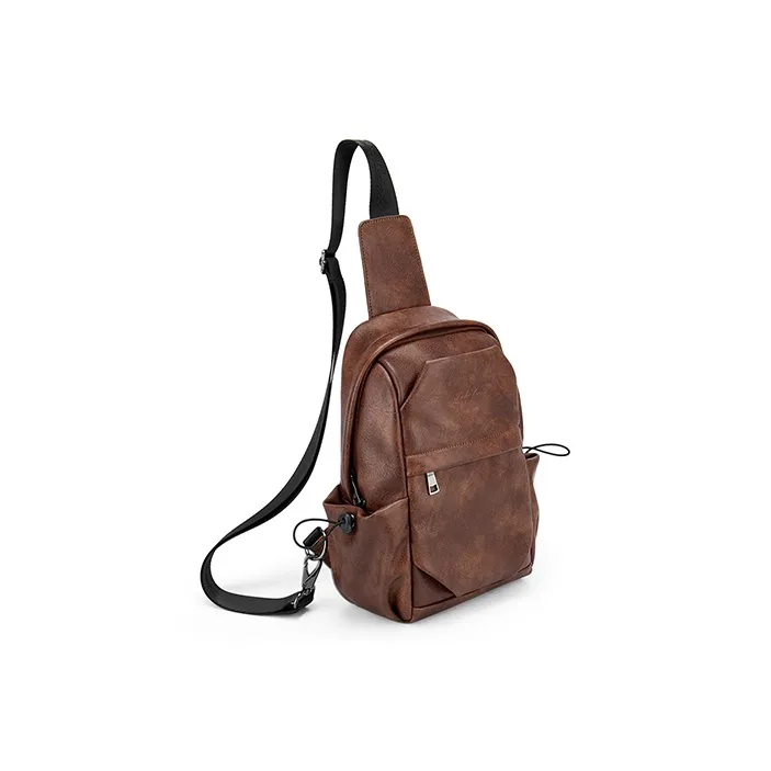 MashaLanti PU Casual Multifunction Large Capacity Commute Lightweight Small Bag Sling Bag Regular Men's Coffee-1