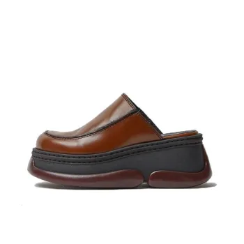 MIISTA Closed Toe Slippers 7cm Women's Brown