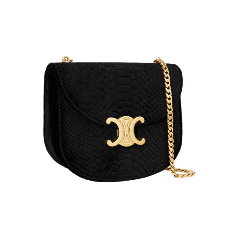 CELINE Besace Velour Shoulder Bag Crossbody Bag Women's Black-1
