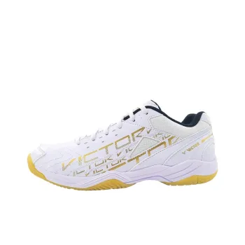 VICTOR Abrasion Resistant Low Top Badminton Shoes Unisex White Gold